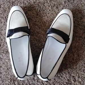 Men's White and Black Loafers